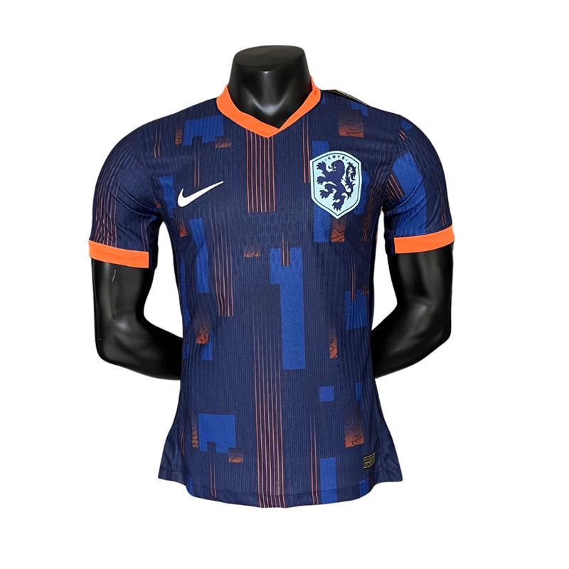 Camisa Seleção da Holanda Away 24/25 Jogador Adidas Masculina - Azul com detalhes em laranja